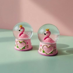 Toptan Mini Işıklı Flamingo Kar Küresi