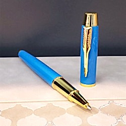 Toptan Gold Şeritli Mavi Defter Ve Kalem Seti