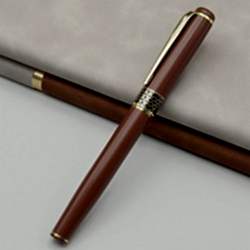 Toptan Gold İşlemeli Kahverengi Metal Roller Kalem