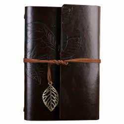 Toptan Büyük Yaprak Desenli Deri Defter