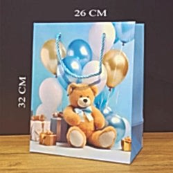 Toptan Büyük Boy Ayıcıklı Karton Hediye Çantası