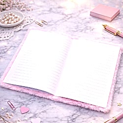 Toptan Kalpli Pembe Peluş Defter Toptan Kalpli Pembe Peluş Defter