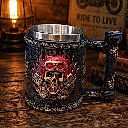 Toptan Kuru Kafa Motorcu Tasarımlı Metal Kupa Bardak