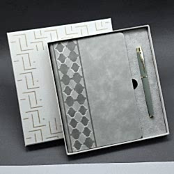 Toptan Kutulu Gri Defter Ve Metal Kalem Seti