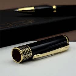 Toptan Gold İşlemeli Siyah Metal Roller Kalem