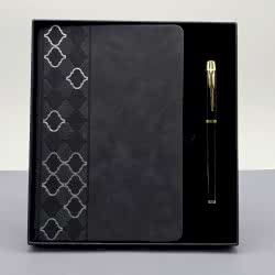 Toptan Desenli Siyah Deri Defter Kalem Set