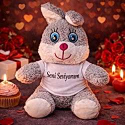 Toptan Sevimli Seni Seviyorum Tişörtlü Peluş Tavşan Toptan Sevimli Seni Seviyorum Tişörtlü Peluş Tavşan
