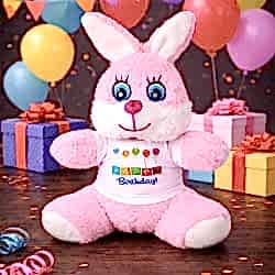 Toptan Happy Birthday Tişörtlü Peluş Tavşan Toptan Happy Birthday Tişörtlü Peluş Tavşan