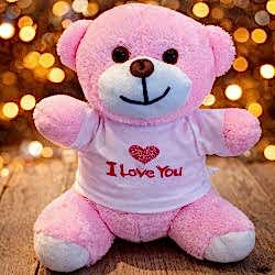 Toptan Pembe I Love You Tasarım Tişörtlü Ayıcık Toptan Pembe I Love You Tasarım Tişörtlü Ayıcık