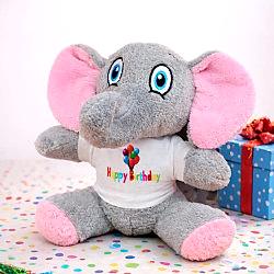 Toptan Happy Birthday Tişörtlü Peluş Oyuncak Fil Toptan Happy Birthday Tişörtlü Peluş Oyuncak Fil