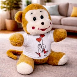 Toptan Mutlu Aşıklar Tasarım Tişörtlü Peluş Sevimli Maymun Toptan Mutlu Aşıklar Tasarım Tişörtlü Peluş Sevimli Maymun