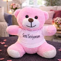 Toptan Pembe Seni Seviyorum Tişörtlü Ayıcık Toptan Pembe Seni Seviyorum Tişörtlü Ayıcık
