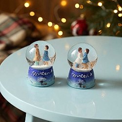 Toptan Winter Temalı Sevimli Çiftler Mini Işıklı Kar Küresi