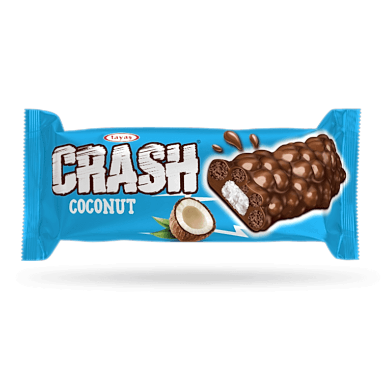 Crash - Kakao Kaplamalı, Mısır ve Pirinç Patlaklı, Hindistan Cevizli Bar